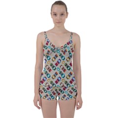 Ethnic Tribal Masks Tie Front Two Piece Tankini by tmsartbazaar