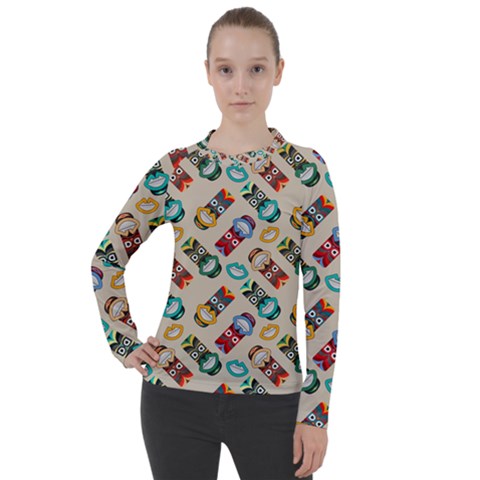 Ethnic Tribal Masks Women s Pique Long Sleeve Tee by tmsartbazaar