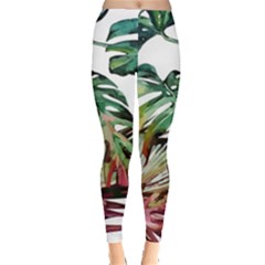 Watercolor Monstera Leaves Leggings  by goljakoff