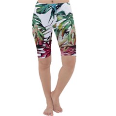 Watercolor Monstera Leaves Cropped Leggings  by goljakoff