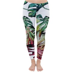 Watercolor Monstera Leaves Classic Winter Leggings by goljakoff