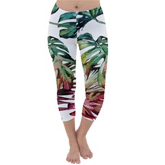 Watercolor Monstera Leaves Capri Winter Leggings  by goljakoff