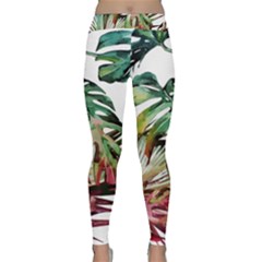 Watercolor Monstera Leaves Classic Yoga Leggings by goljakoff