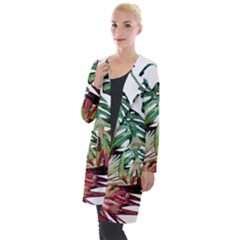 Watercolor Monstera Leaves Hooded Pocket Cardigan by goljakoff