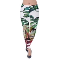 Watercolor Monstera Leaves Velvet Leggings by goljakoff