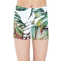 Watercolor Monstera Leaves Kids  Sports Shorts by goljakoff