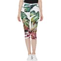 Watercolor monstera leaves Inside Out Lightweight Velour Capri Leggings  View1