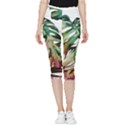 Watercolor monstera leaves Inside Out Lightweight Velour Capri Leggings  View3