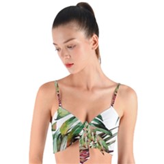 Watercolor Monstera Leaves Woven Tie Front Bralet by goljakoff