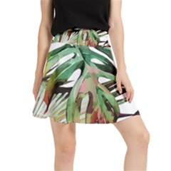 Watercolor Monstera Leaves Waistband Skirt by goljakoff