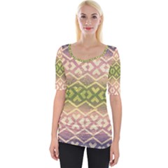 Ethnic Seamless Pattern Wide Neckline Tee