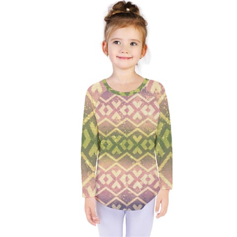 Ethnic Seamless Pattern Kids  Long Sleeve Tee by FloraaplusDesign