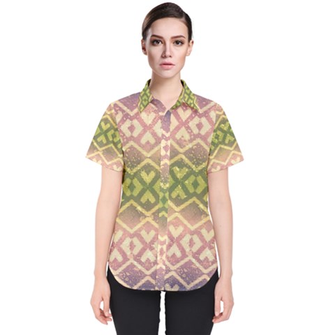 Ethnic Seamless Pattern Women s Short Sleeve Shirt by FloraaplusDesign