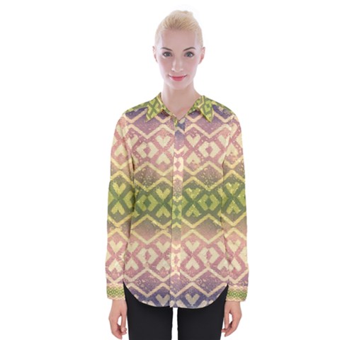 Ethnic Seamless Pattern Womens Long Sleeve Shirt by FloraaplusDesign