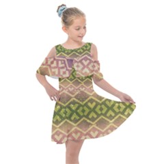 Ethnic Seamless Pattern Kids  Shoulder Cutout Chiffon Dress by FloraaplusDesign