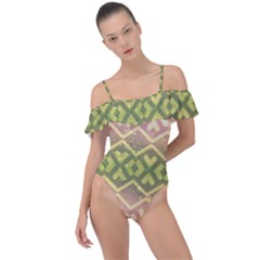 Ethnic Seamless Pattern Frill Detail One Piece Swimsuit by FloraaplusDesign