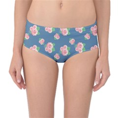 Pink Vintage Roses Mid-waist Bikini Bottoms by FloraaplusDesign