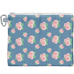 Pink Vintage Roses Canvas Cosmetic Bag (xxxl) by FloraaplusDesign