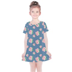 Pink Vintage Roses Kids  Simple Cotton Dress by FloraaplusDesign