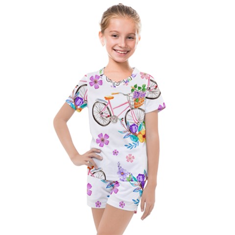 Cycle Ride Kids  Mesh Tee And Shorts Set by designsbymallika