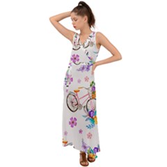 Cycle Ride V-neck Chiffon Maxi Dress by designsbymallika