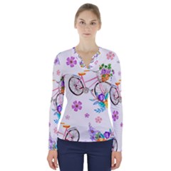 Cycle Ride V-neck Long Sleeve Top by designsbymallika