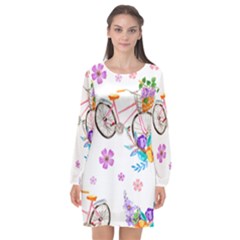 Cycle Ride Long Sleeve Chiffon Shift Dress  by designsbymallika