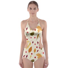 Pretty Leaves Pattern Cut-out One Piece Swimsuit by designsbymallika