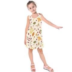 Pretty Leaves Pattern Kids  Sleeveless Dress by designsbymallika