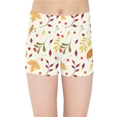 Pretty Leaves Pattern Kids  Sports Shorts by designsbymallika