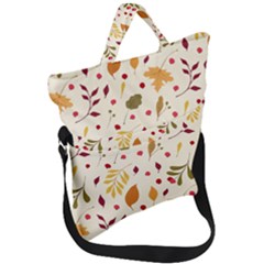 Pretty Leaves Pattern Fold Over Handle Tote Bag by designsbymallika