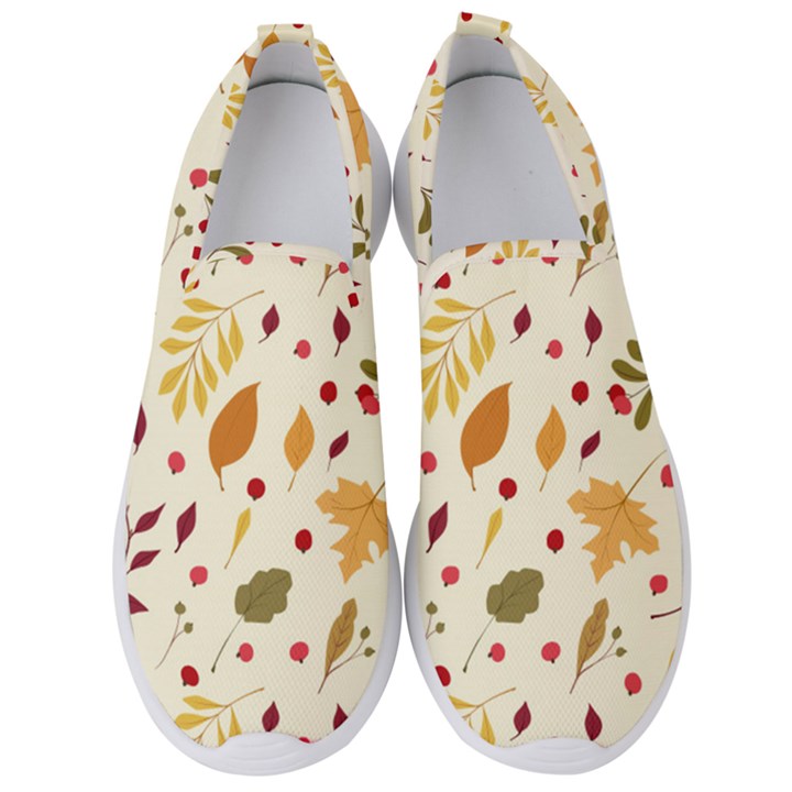 Pretty Leaves Pattern Men s Slip On Sneakers