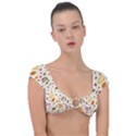 Pretty Leaves Pattern Cap Sleeve Ring Bikini Top View1