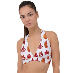 Autumn Pattern Halter Plunge Bikini Top by designsbymallika