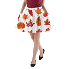 Autumn Pattern A-line Pocket Skirt by designsbymallika