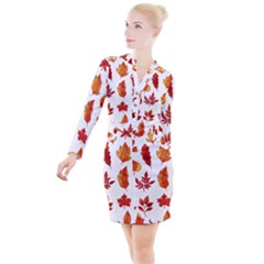 Autumn Pattern Button Long Sleeve Dress by designsbymallika