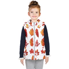 Autumn Pattern Kids  Hooded Puffer Vest by designsbymallika