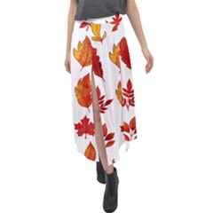 Autumn Pattern Velour Split Maxi Skirt by designsbymallika