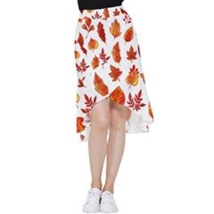 Autumn Pattern Frill Hi Low Chiffon Skirt by designsbymallika