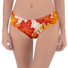 Autumn Leaves Pattern Reversible Classic Bikini Bottoms by designsbymallika