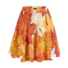 Autumn Leaves Pattern High Waist Skirt by designsbymallika