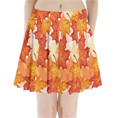 Autumn Leaves Pattern Pleated Mini Skirt by designsbymallika