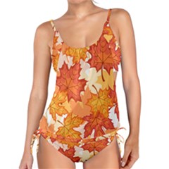 Autumn Leaves Pattern Tankini Set by designsbymallika