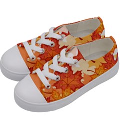 Autumn Leaves Pattern Kids  Low Top Canvas Sneakers by designsbymallika