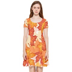 Autumn Leaves Pattern Inside Out Cap Sleeve Dress by designsbymallika