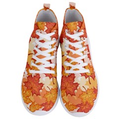 Autumn Leaves Pattern Men s Lightweight High Top Sneakers by designsbymallika