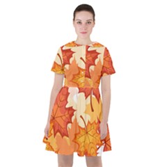 Autumn Leaves Pattern Sailor Dress by designsbymallika