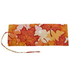 Autumn Leaves Pattern Roll Up Canvas Pencil Holder (s) by designsbymallika