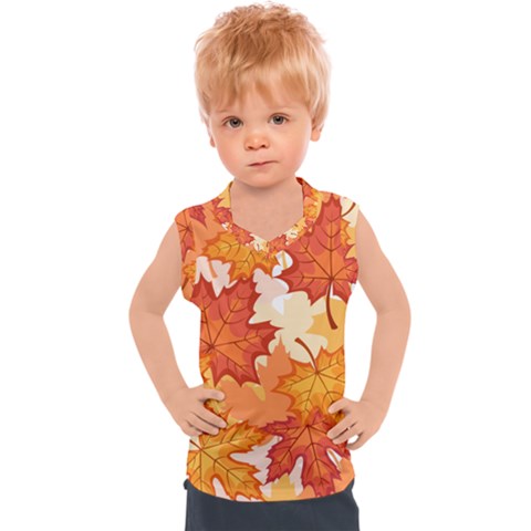 Autumn Leaves Pattern Kids  Sport Tank Top by designsbymallika