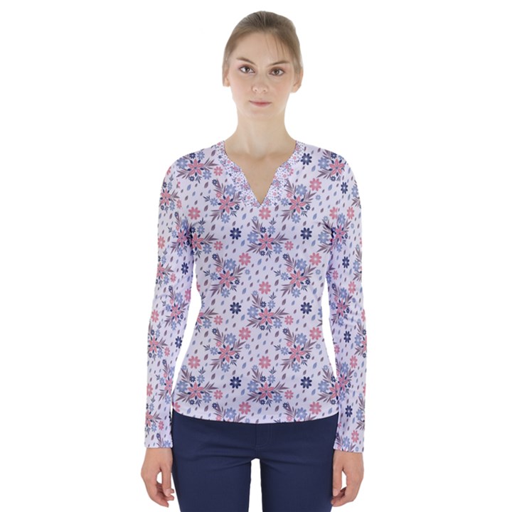 Tender Bouquet V-Neck Long Sleeve Top